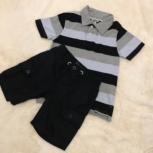 Polo and matching cargo pull on shorts